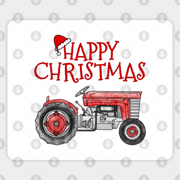 Vintage Tractor Christmas Farmer Farming Magnet by doodlerob